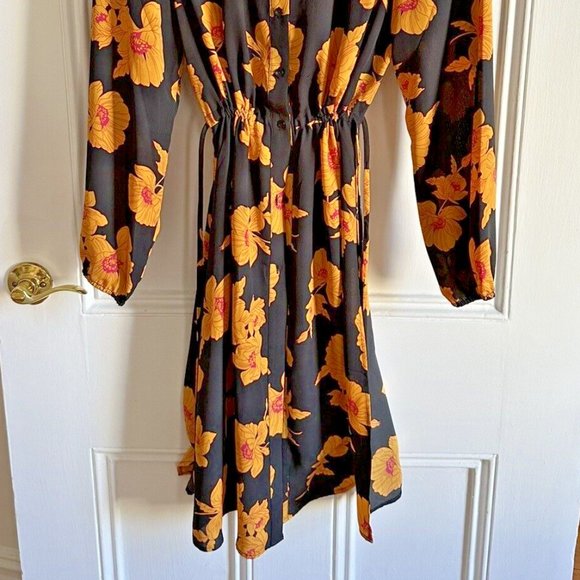 Octavia Women's Floral Tunic Jacket Coverall Tunic Size Medium Drawstring Waist - Picture 2 of 6